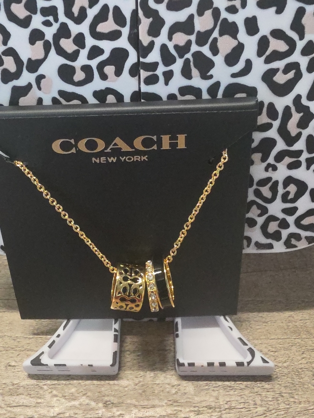 Coach Gold-Tone Three-Ring Pendant Necklace
